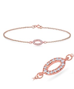Ring Oval Shape CZ Setting Bracelet BRS-556-RO-GP